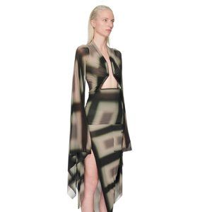 SOLD • $ 2,090 NWT RICK OWENS SS23 EDFU FLAGSLEEVE PRONG TOP IN BLACK LIDO